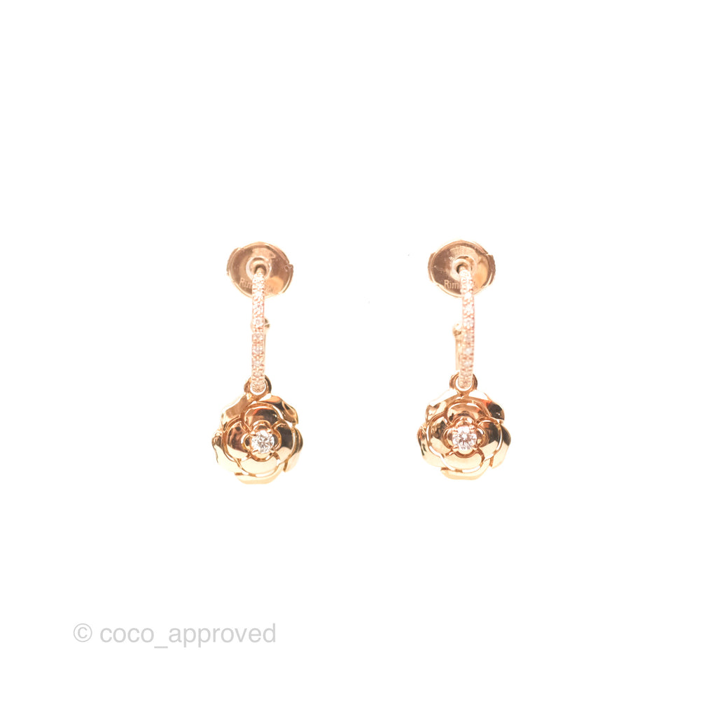 Chanel Extrait De Camelia Earrings 18K Rose Gold 