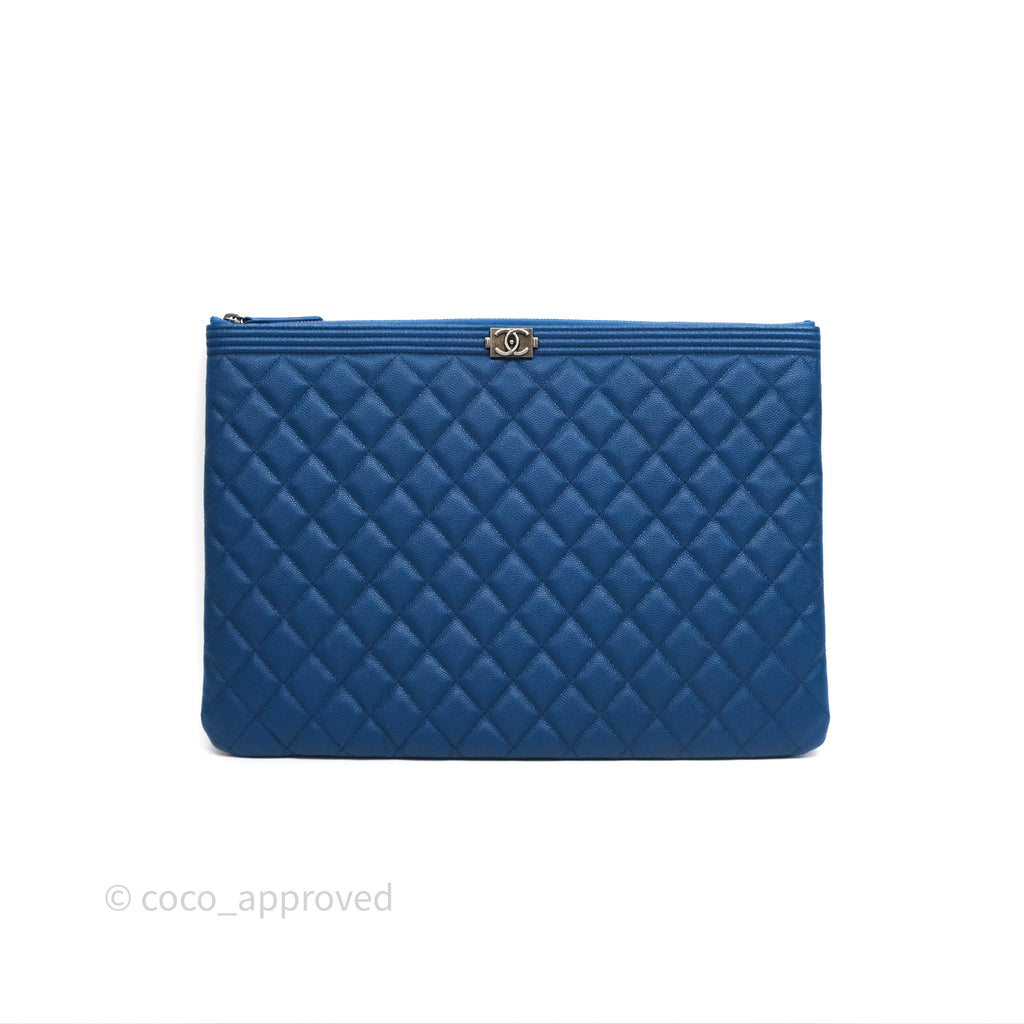 Chanel Large O Case Boy Blue Caviar Ruthenium Hardware