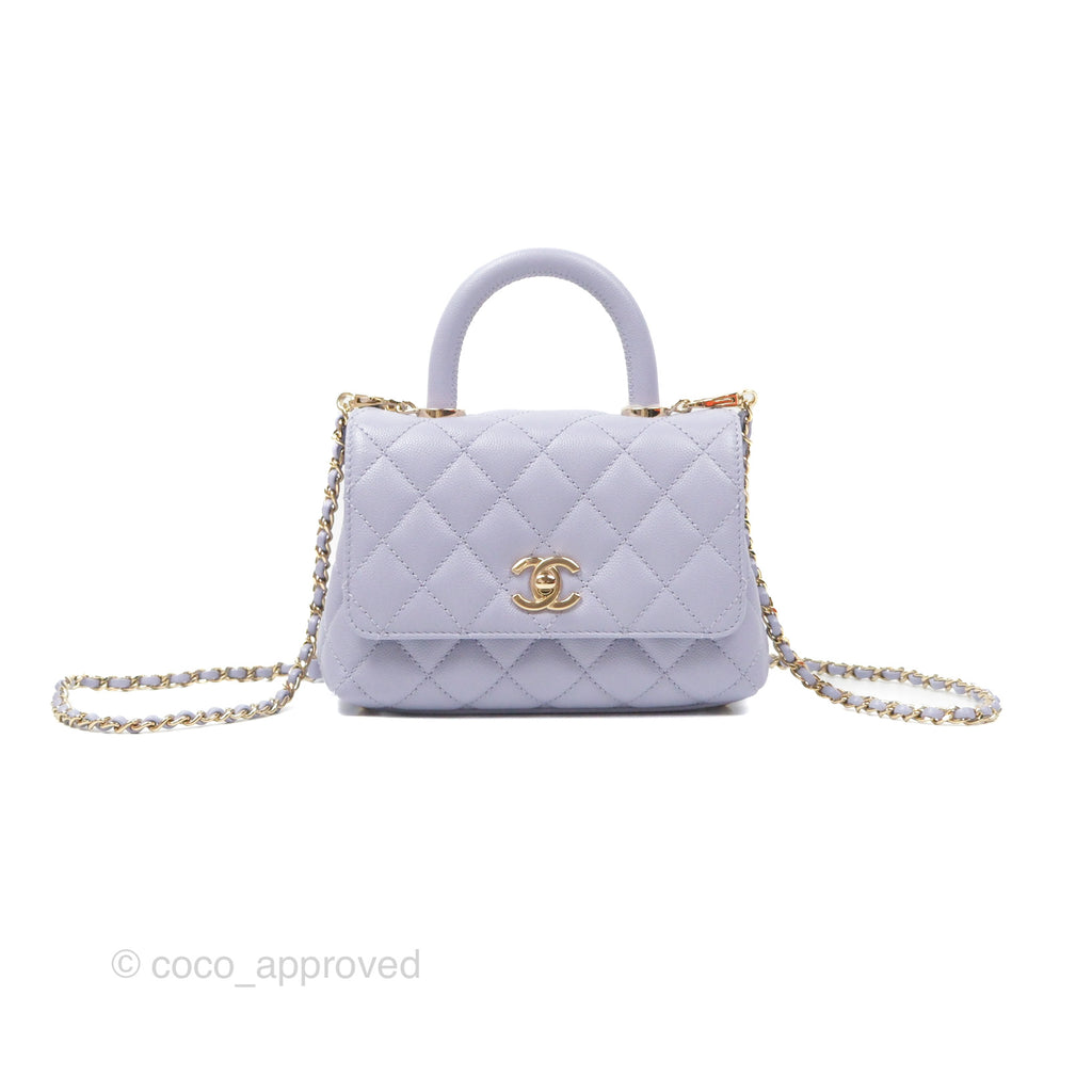 Chanel Mini Coco Handle Lilac Caviar Gold Hardware