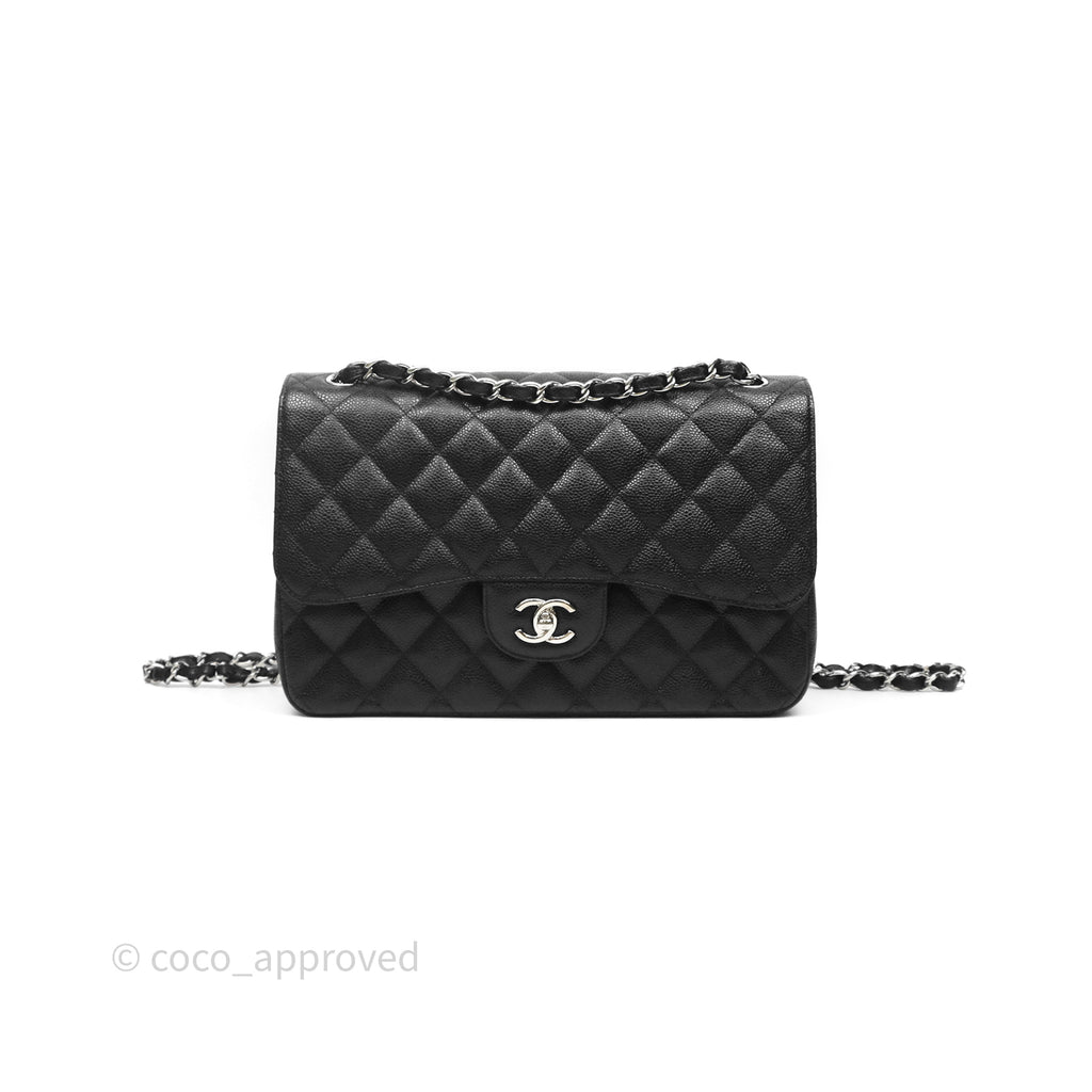 Chanel Jumbo Double Flap Black Caviar Silver Hardware⁣⁣