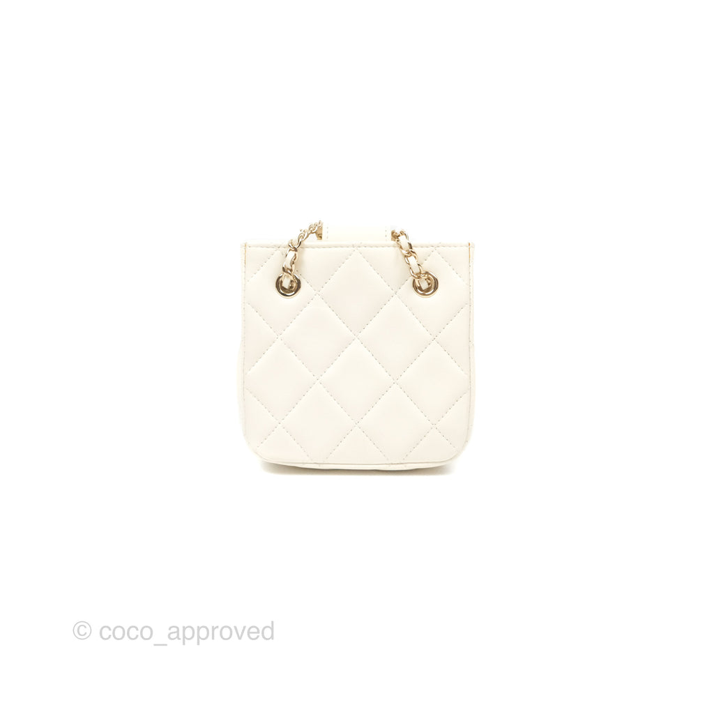 Chanel Mini Clutch with Chain Ivory Lambskin Gold Hardware 22C 