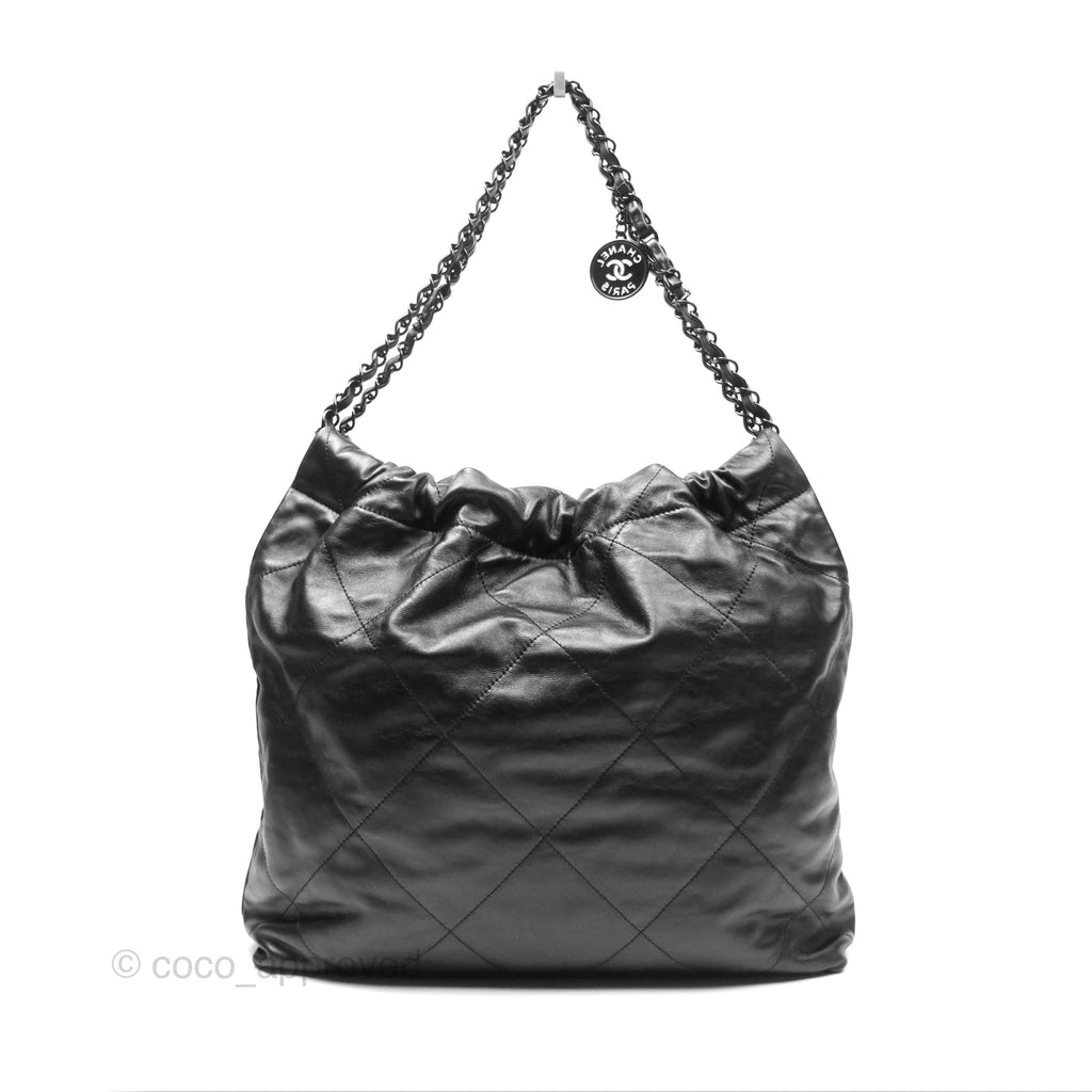 Chanel 22 Bag Black Calfskin So Black Hardware