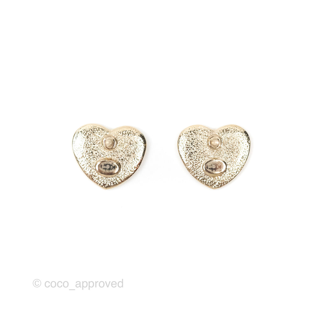 Chanel CC Heart Earrings Pink Gold Tone 24S