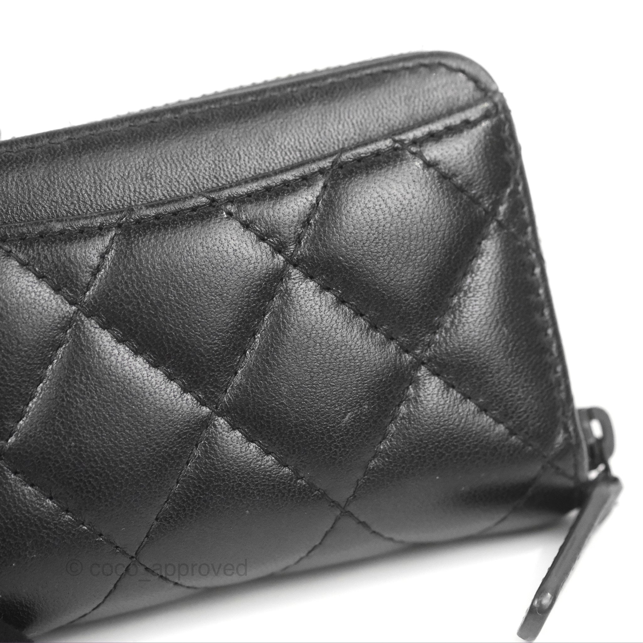 Chanel Classic Zipped Coin Purse Black Lambskin Silver Hardware – Coco  Approved Studio