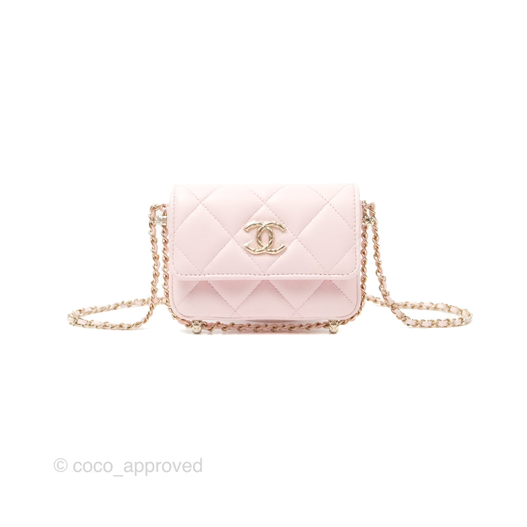 Chanel Mini Chain Around Clutch With Chain Pink Lambskin Gold Hardware