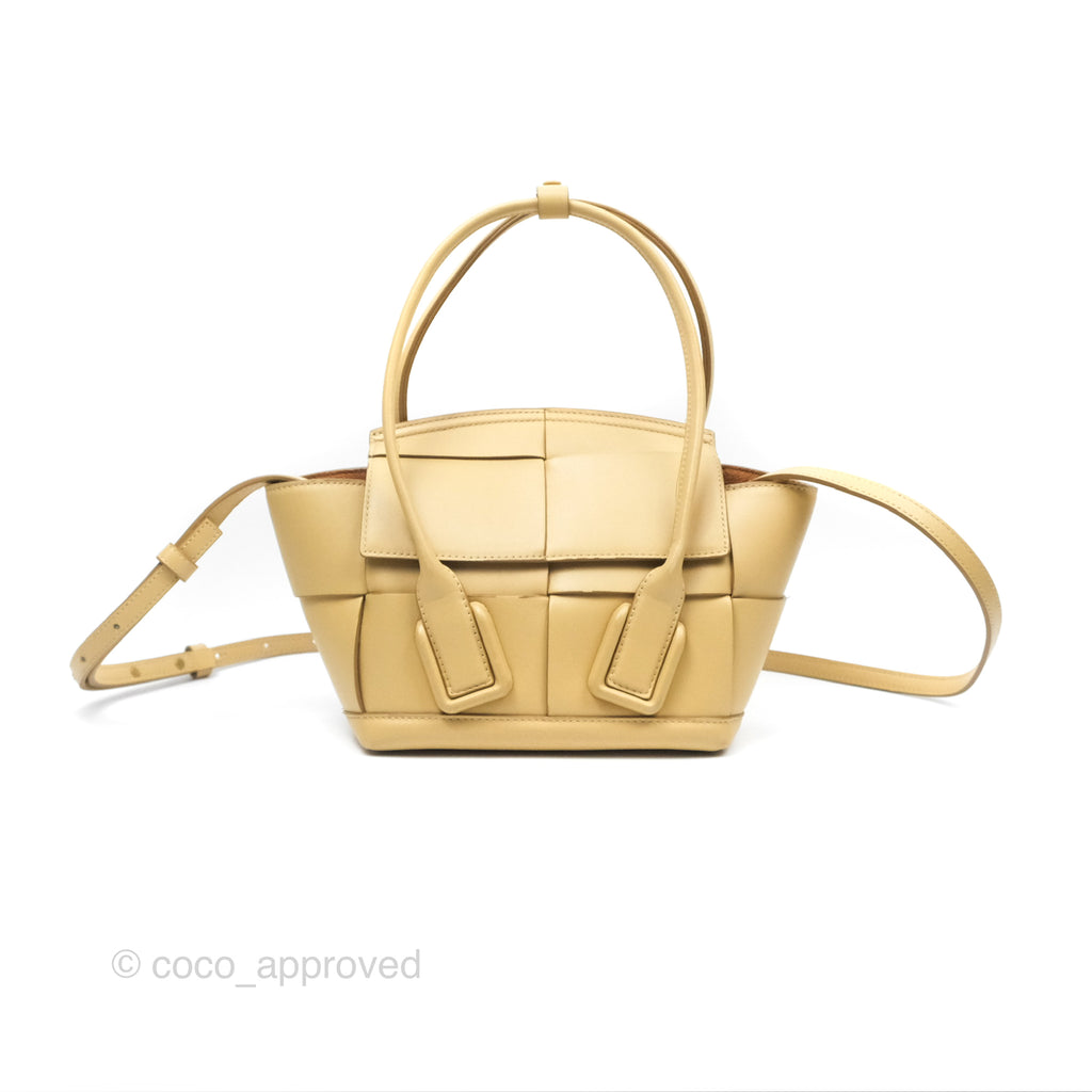 Bottega Veneta Arco Mini Intrecciato Textured-leather Tote Yellow