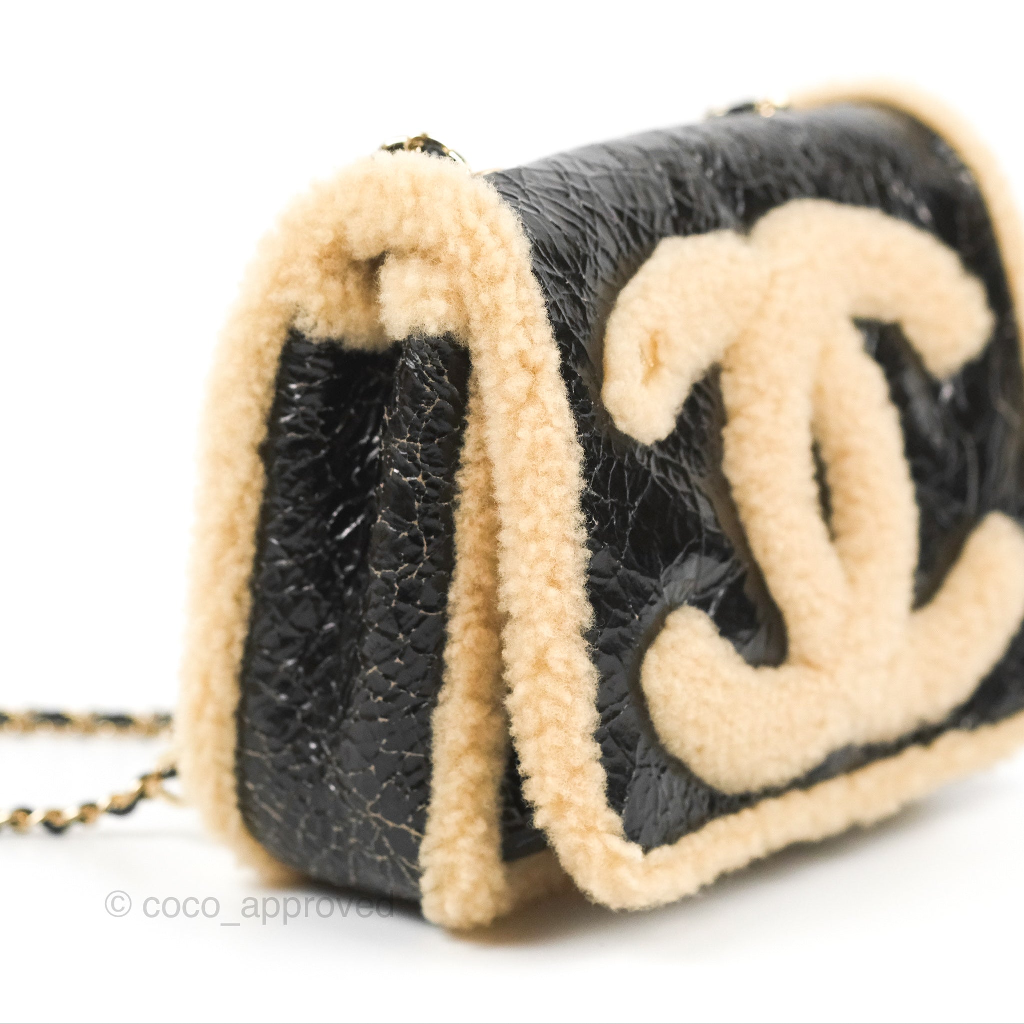 Chanel Black Shiny Crumpled Sheepskin And Brown Shearling Mania Flap With  Gold Hardware, 2019 Available For Immediate Sale At Sotheby's