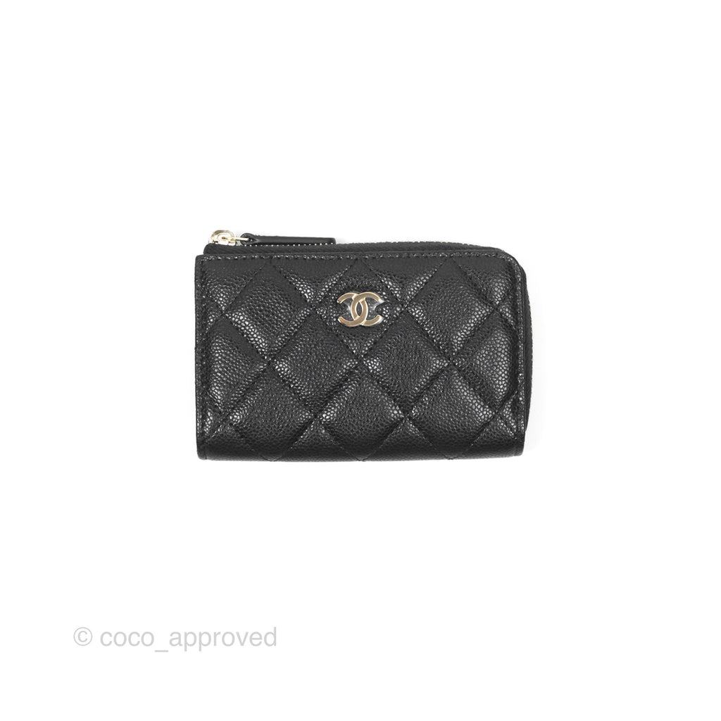 Chanel Classic Quilted Key holder Black Caviar Gold Hardware