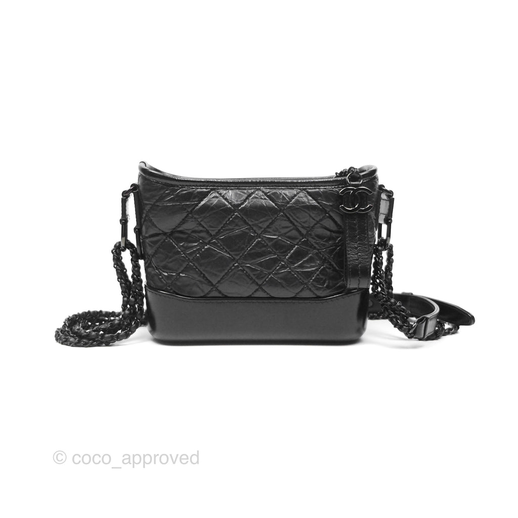 Chanel Small Gabrielle Hobo Quilted So Black Aged Calfskin