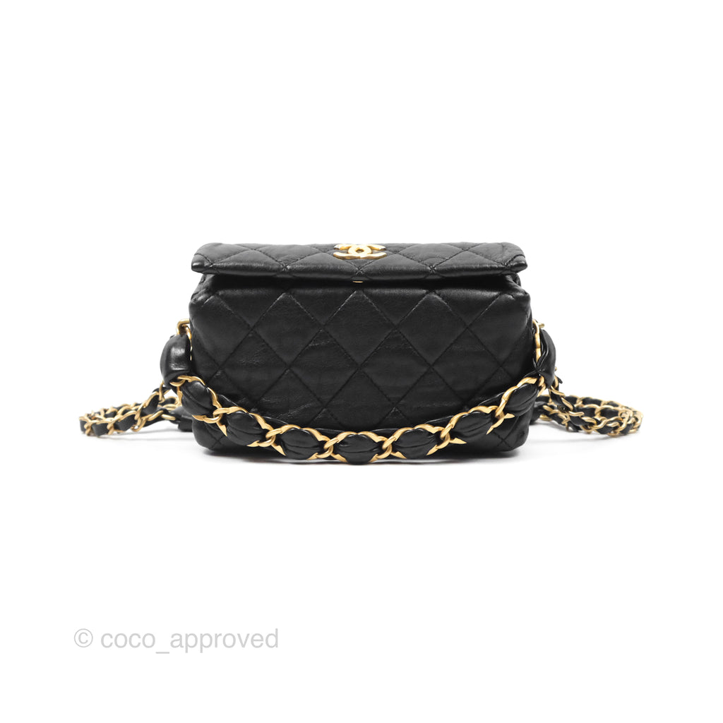 Chanel Small Hobo Bag Crumpled Black Lambskin Aged Gold Hardware 21S