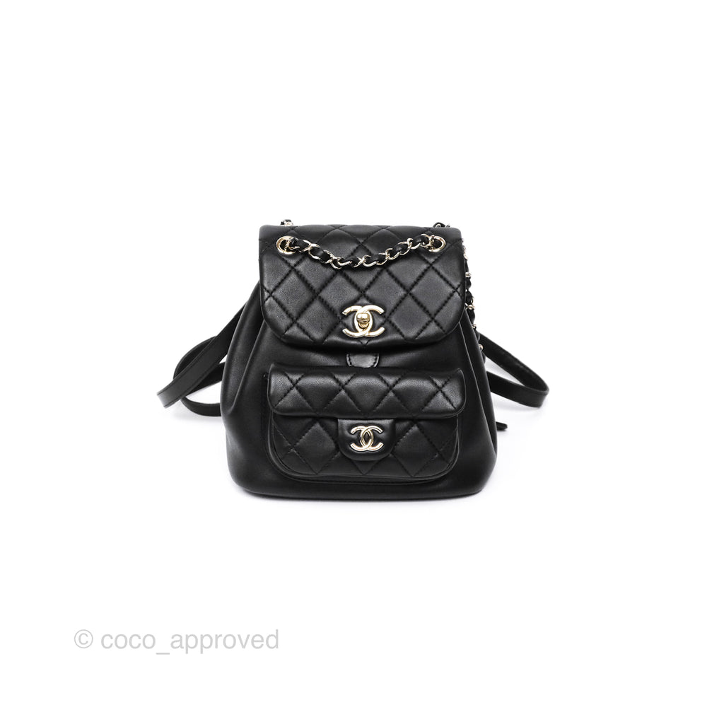 Chanel Small Duma Drawstring Backpack Black Lambskin Gold Hardware