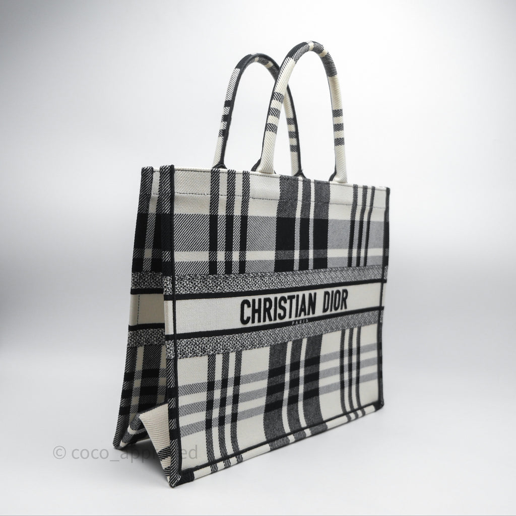 Christian Dior Large Check'n'Dior Book Tote Black/ White Canvas