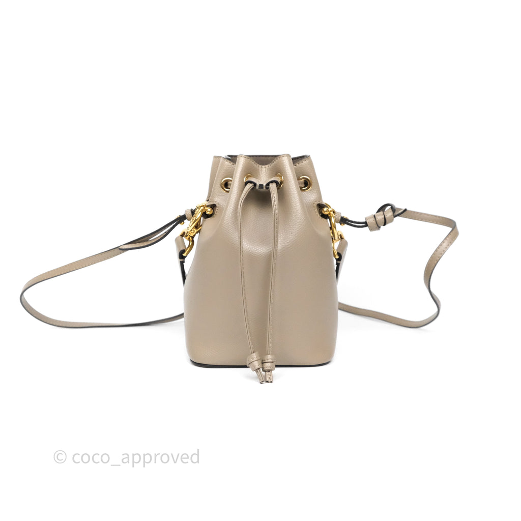 Fendi Mini Mon Tresor Bucket Bag Tortora Grained Calfskin