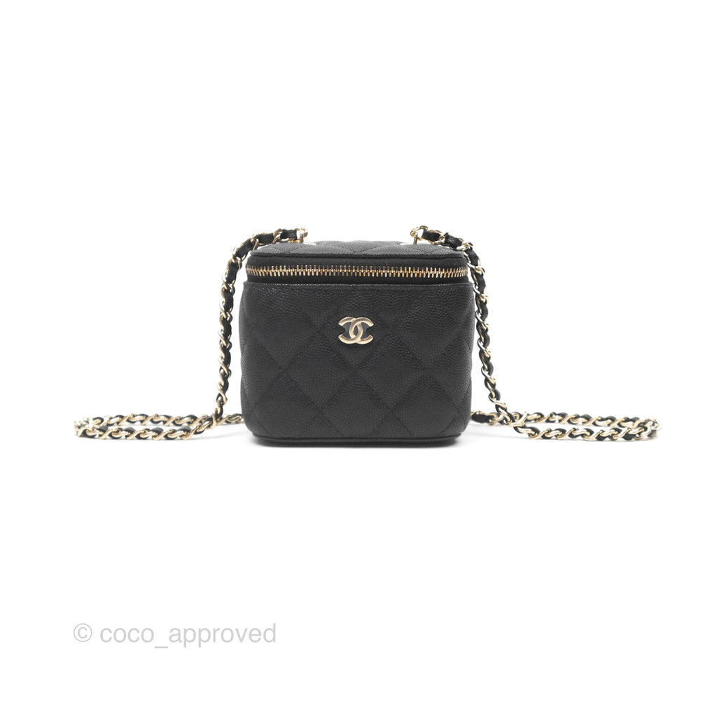 Chanel Mini Vanity With Chain Black Caviar Gold Hardware