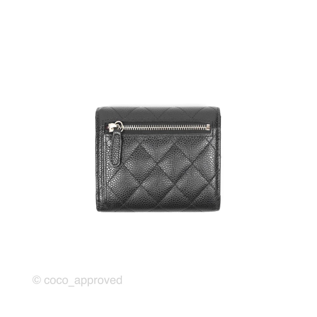 Chanel Classic Short Flap Wallet Black Caviar Silver Hardware