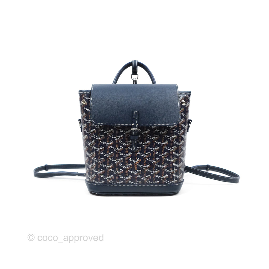 Goyard Mini Alpin Backpack Navy Blue Goyardine Calfskin