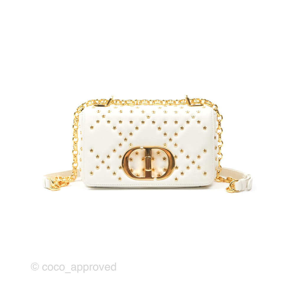 Dior Small Caro Bag Latte Lucky Star White Cannage Lambskin