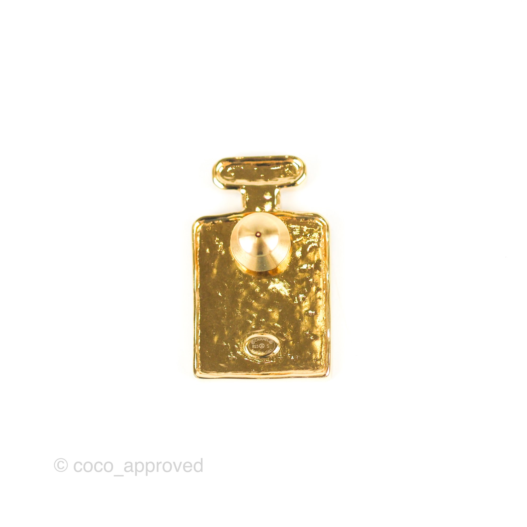 Chanel Perfume Bottle CC Crystal Black Pin Brooch 23S – Coco