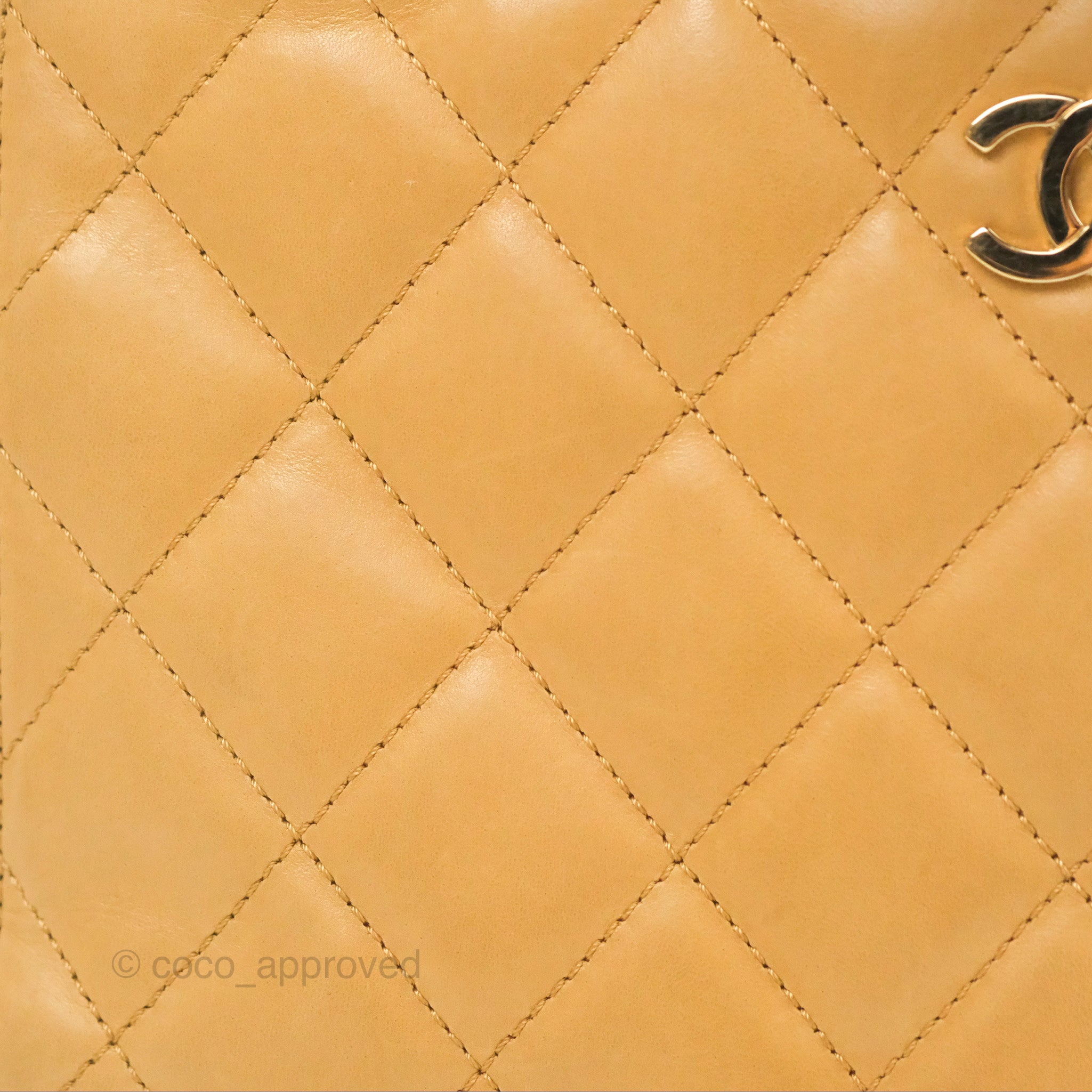 Chanel Vintage Small Top Handle Tote Quilted Beige Lambskin – Coco