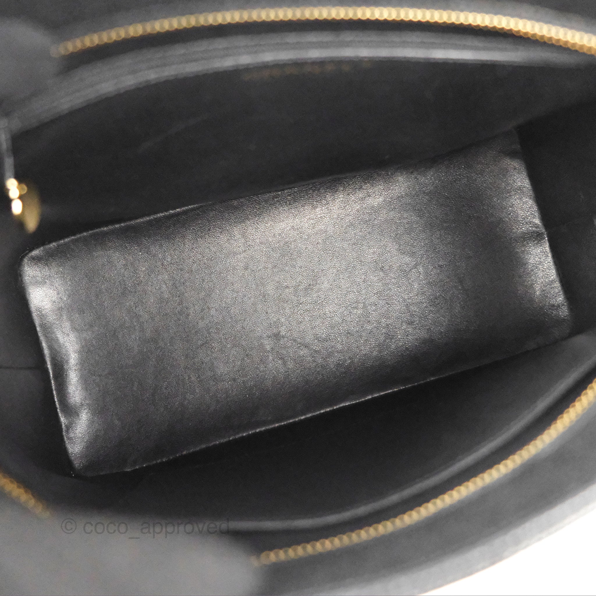 Chanel Vintage Medallion CC Black Caviar Tote Bag Gold Hardware