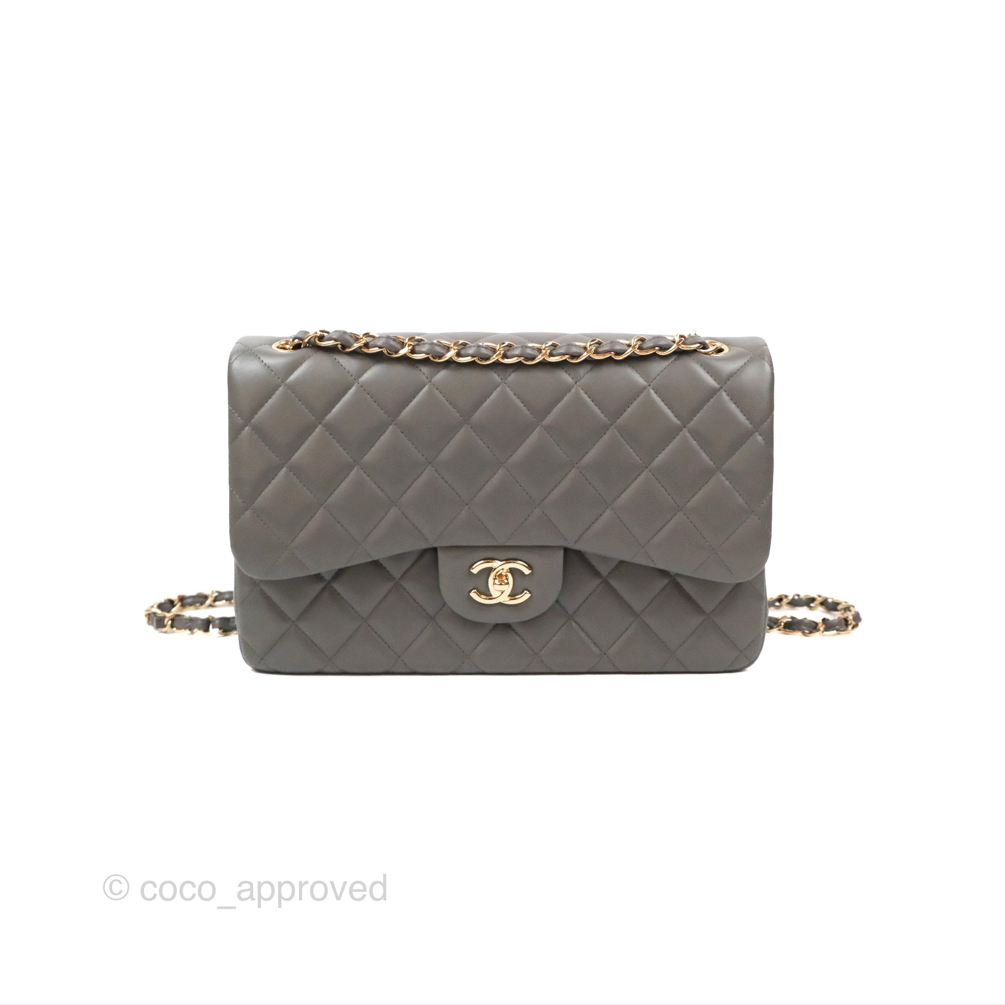 Chanel Jumbo Double Flap Dark Grey Lambskin Gold Hardware⁣⁣ – Coco Approved  Studio