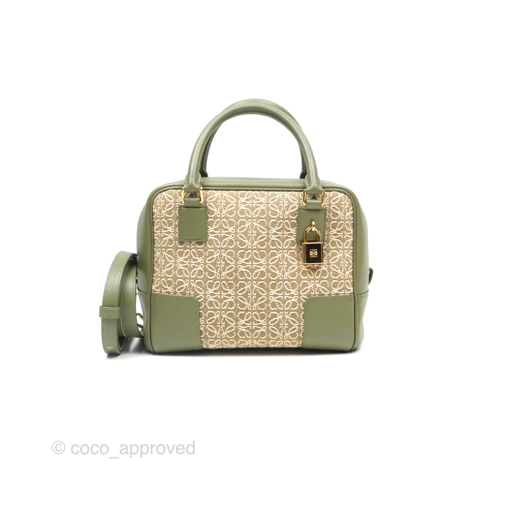 Loewe Amazona 19 Square Green/ Avocado Green in Anagram Jacquard and Calfskin