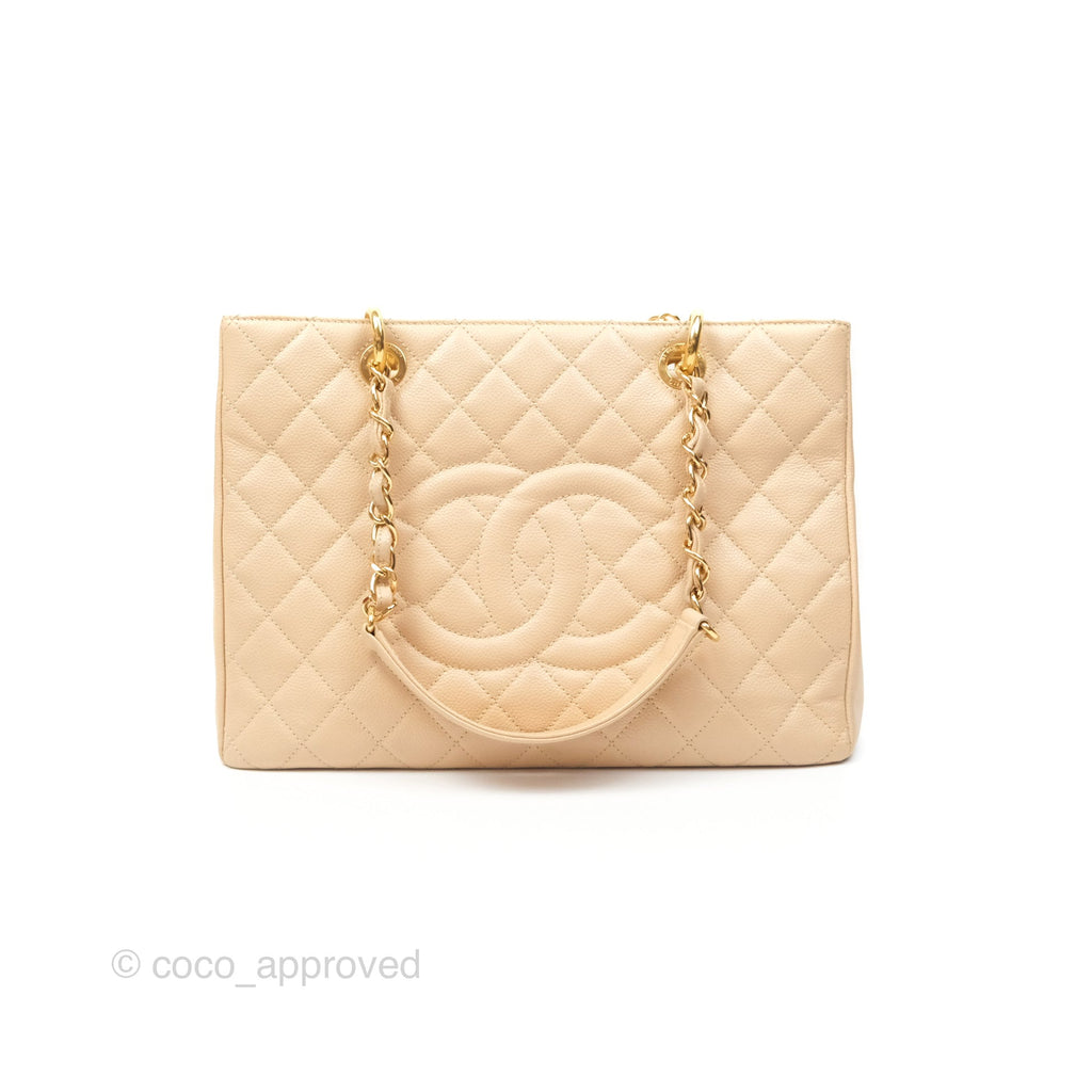 Chanel GST Beige Caviar Gold Hardware