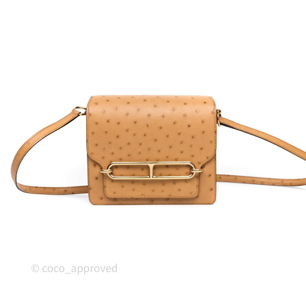 Hermès Roulis Mini 18 Chai 0M Ostich Gold Hardware