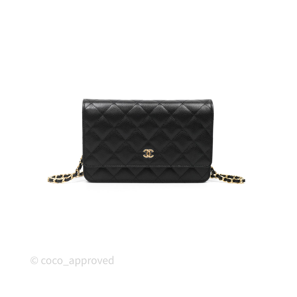 Chanel Quilted WOC Black Caviar Gold Hardware