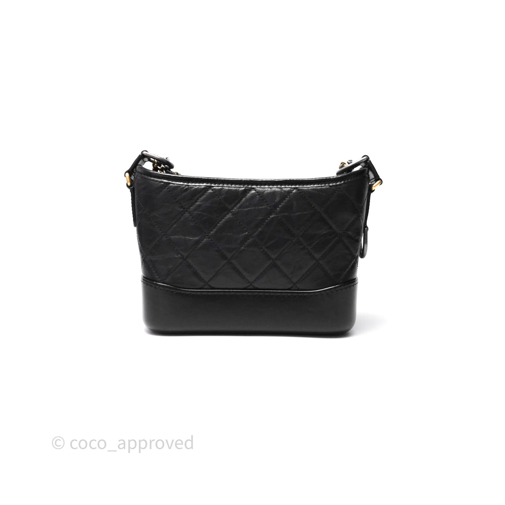 Chanel Small Gabrielle Hobo Quilted Black Aged Calfskin