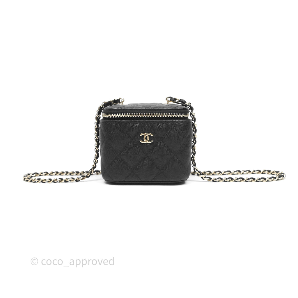Chanel Mini Vanity With Chain Black Caviar Gold Hardware