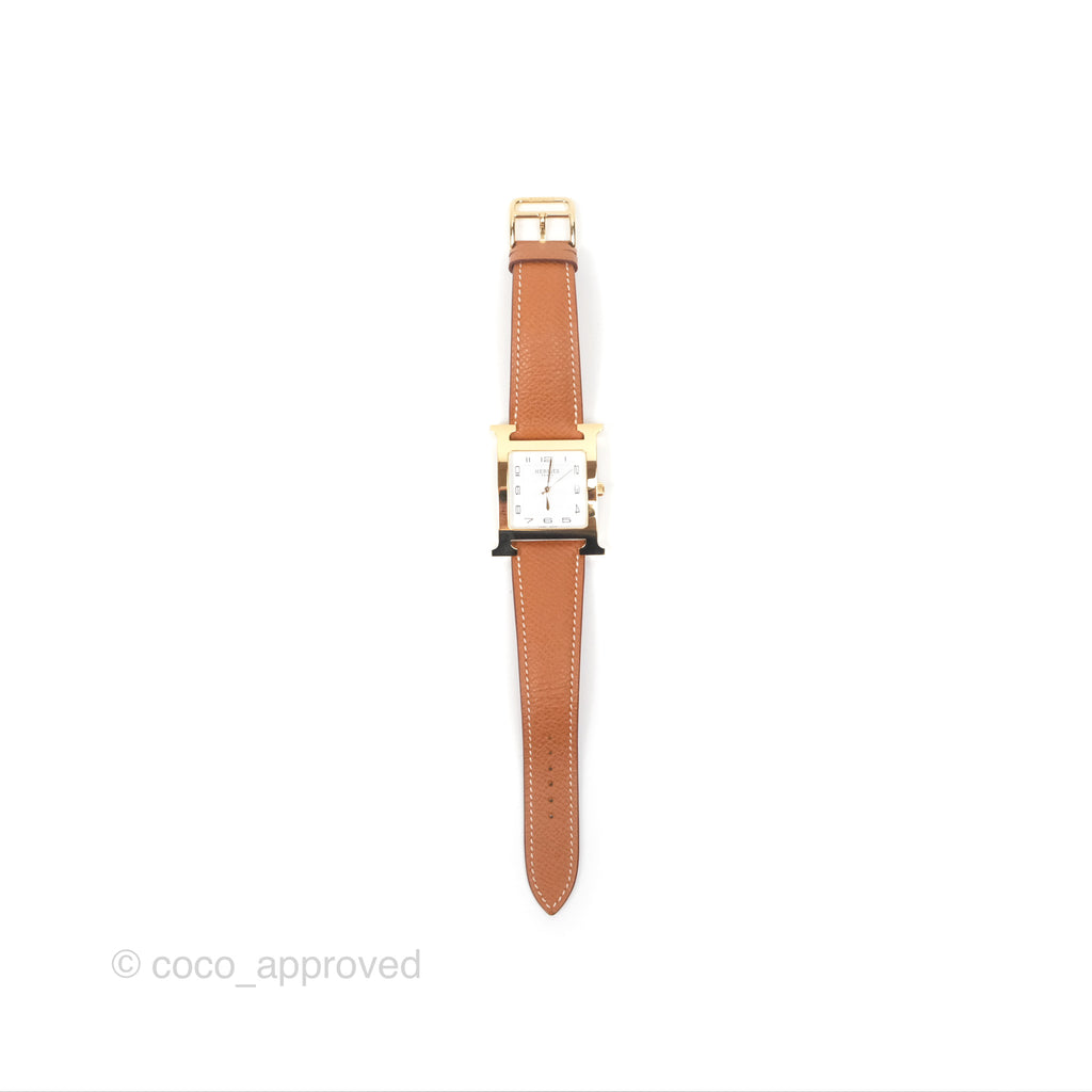 Hermès Heure H TGM 34mm Watch Gold Epsom Gold Hardware