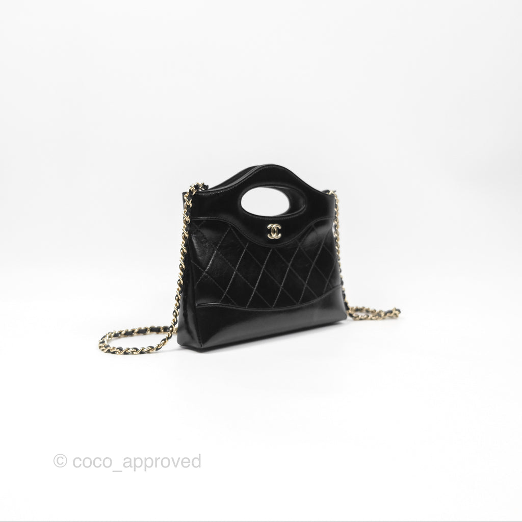 Chanel Nano 31 Black Shiny Calfskin Gold Hardware 24C