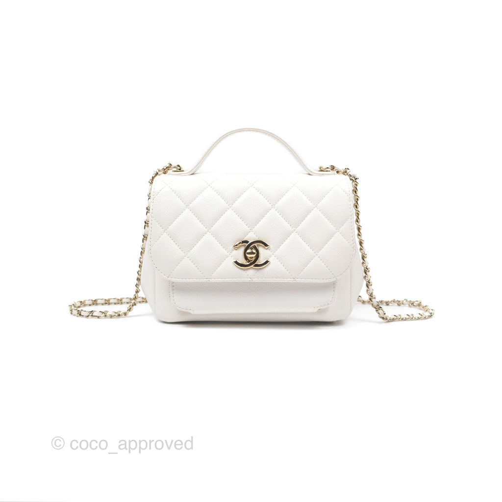 Chanel Quilted Small Business Affinity Flap White Caviar Gold Hardware