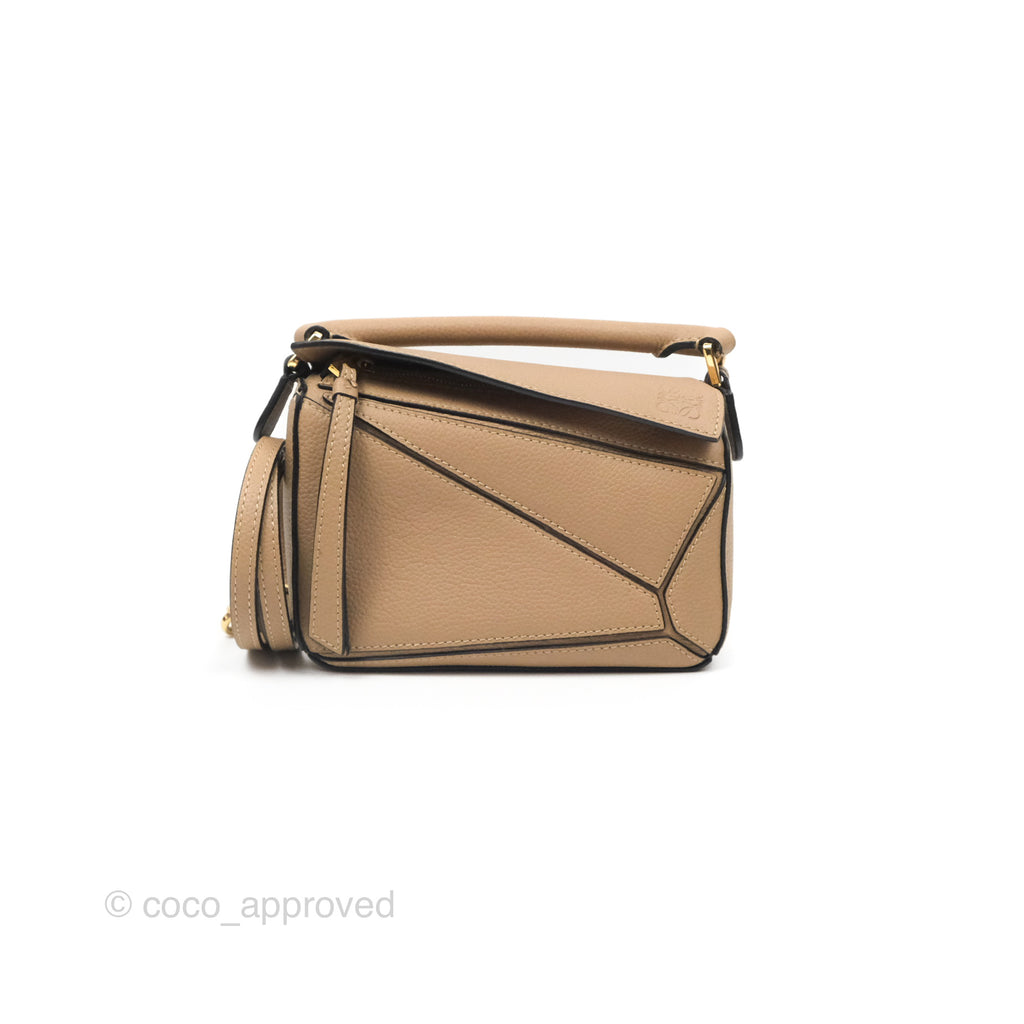 Loewe Mini Puzzle Bag Sand Calfskin Gold Hardware