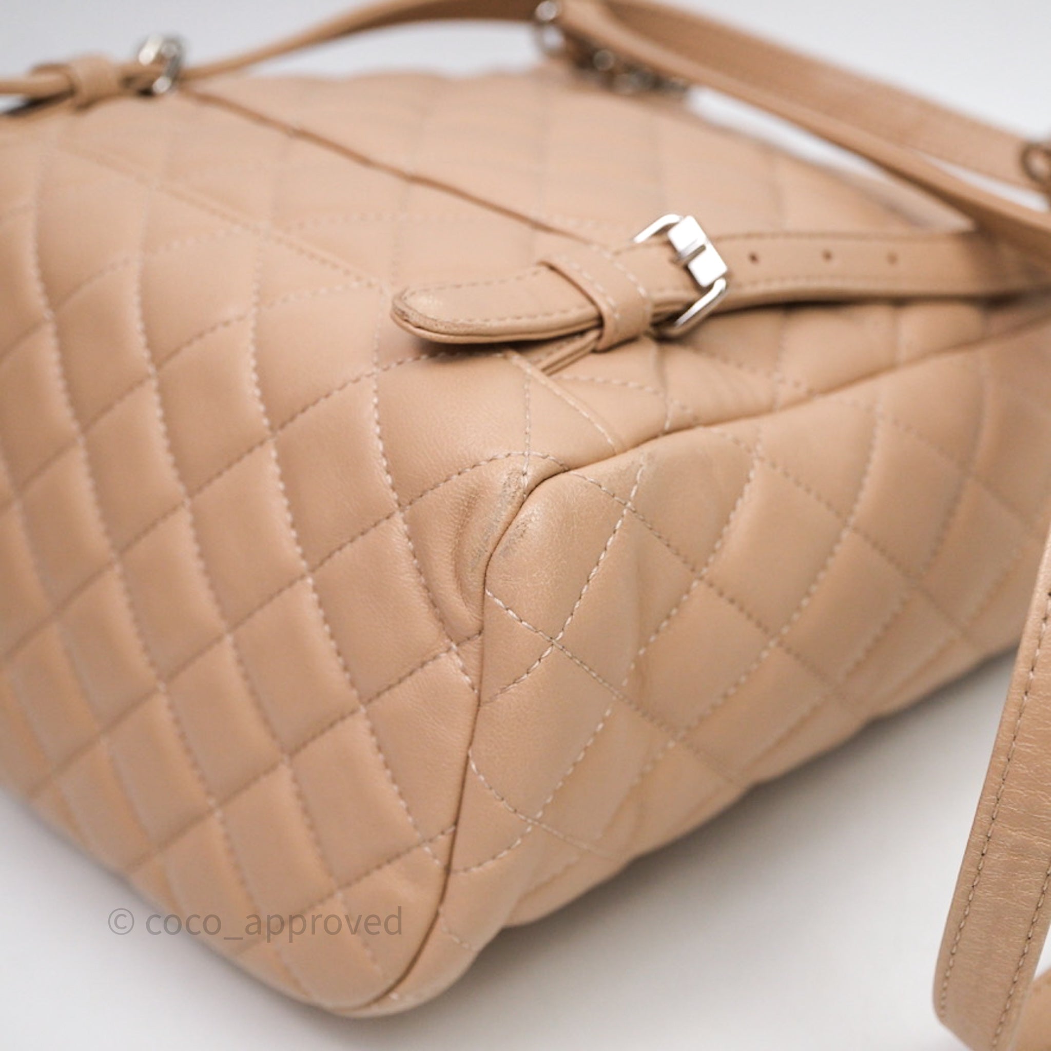 Chanel Quilted Small Urban Spirit Backpack Beige Lambskin 