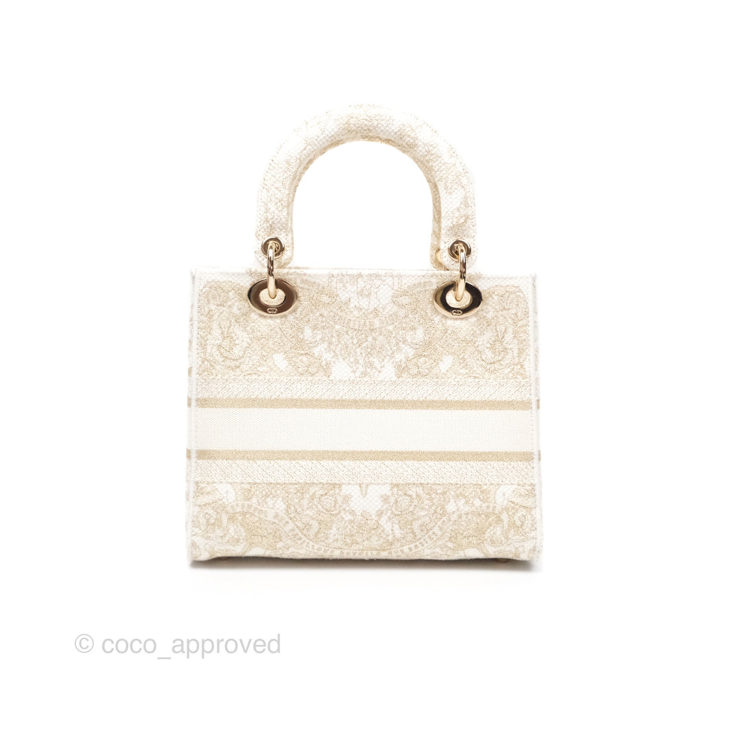 Christian Dior Medium Lady D-Lite Bag Dior Jardin d'Hiver Embroidery White