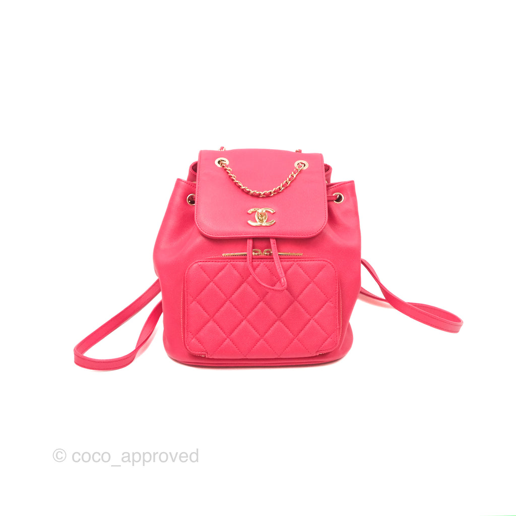 Chanel Quilted Business Affinity Backpack Dark Pink Caviar Gold Hardware