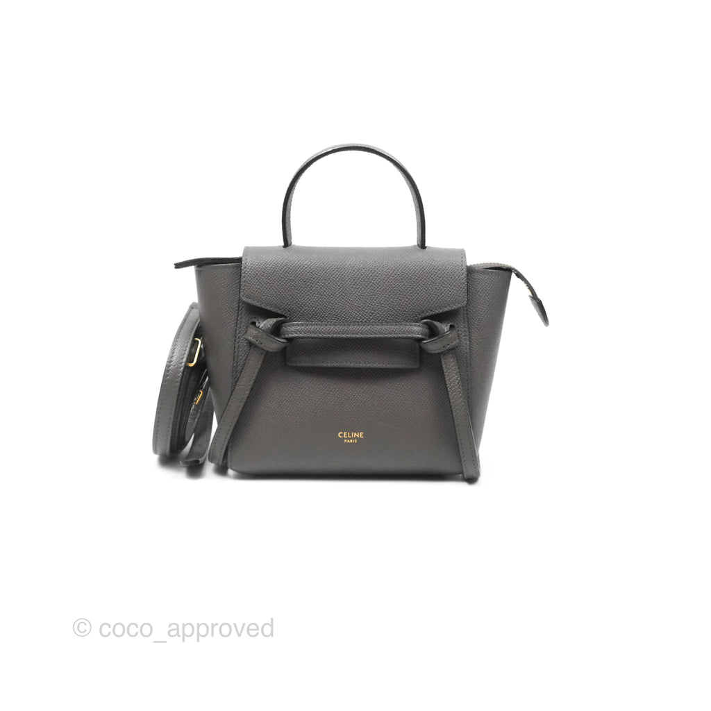 Celine Pico Belt Bag Grey Grained Calfskin Gold Hardware