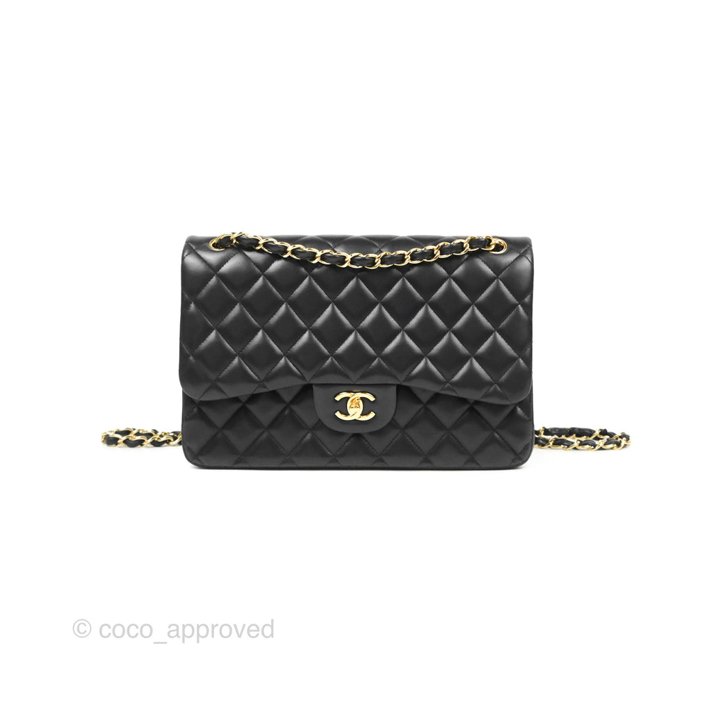 Chanel Jumbo Double Flap Black Lambskin Gold Hardware⁣⁣ – Coco