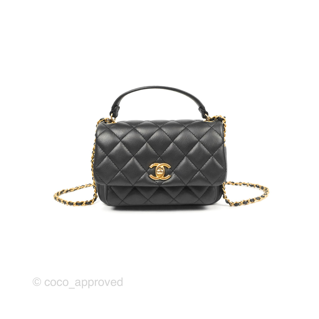 Chanel Small Day Trip Quilted Black Calfskin Gold Hardware