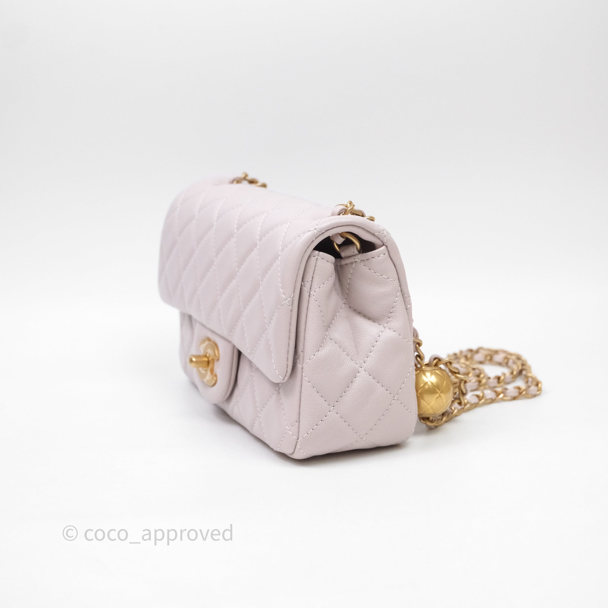 Chanel Mini Rectangular Pearl Crush Lilac Lambskin Aged Gold