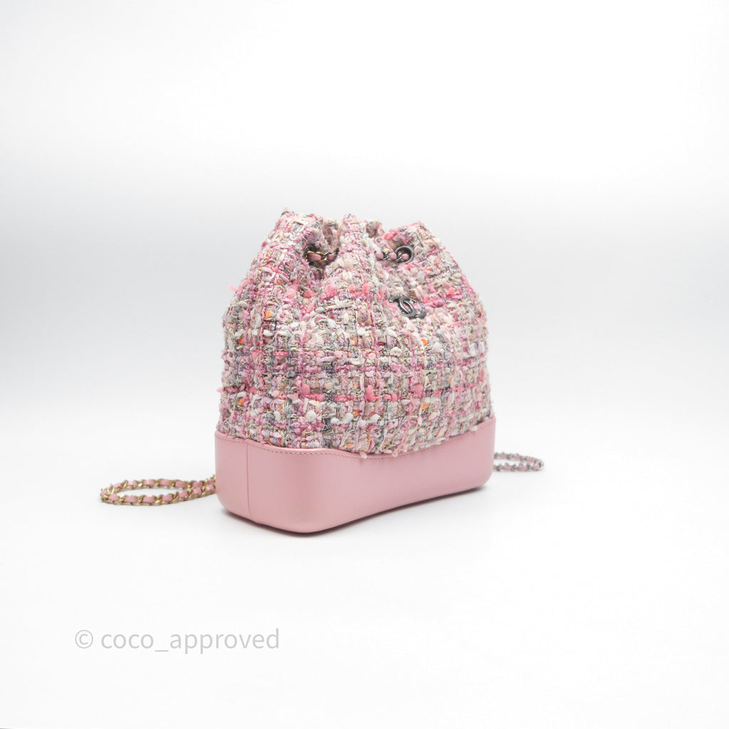 Chanel Gabrielle Small Backpack Pink Tweed Aged Calfskin