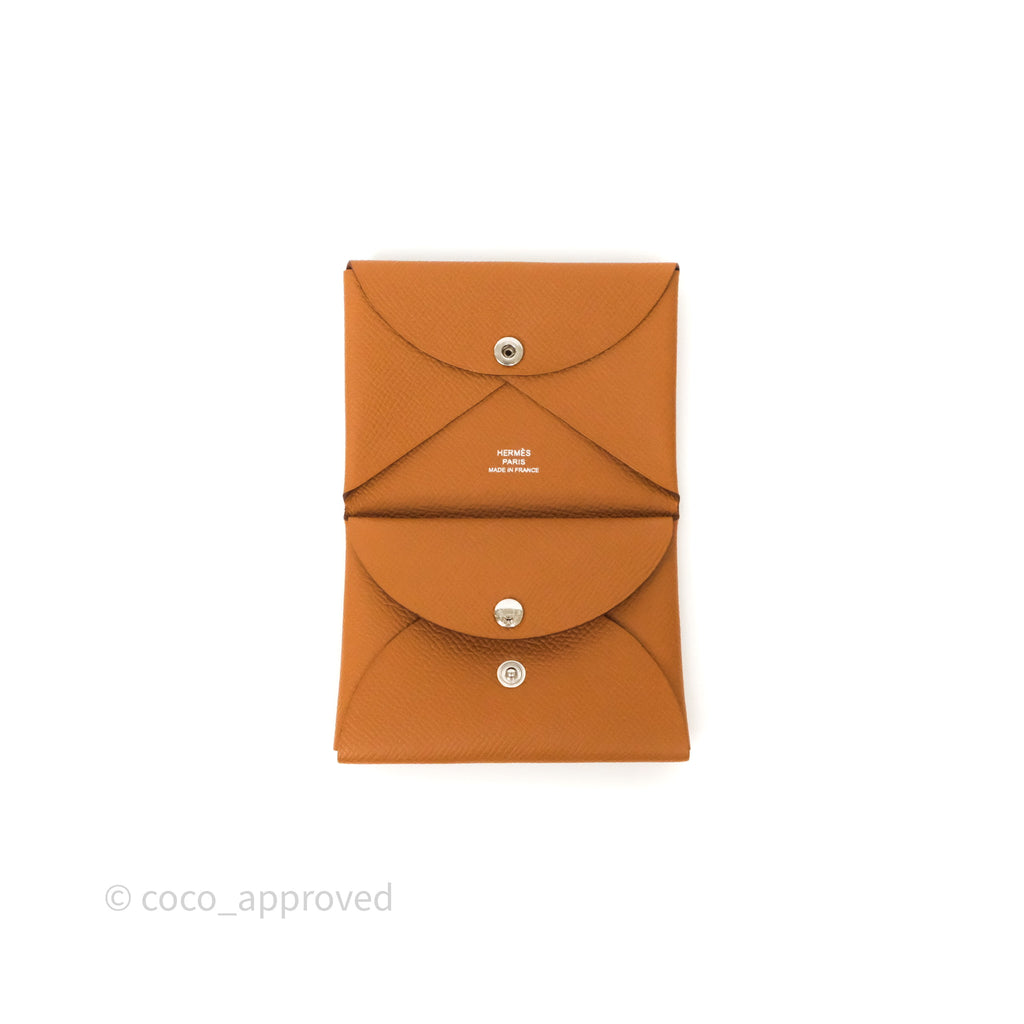 Hermès Calvi Duo Compact Card Holder Gold Epsom