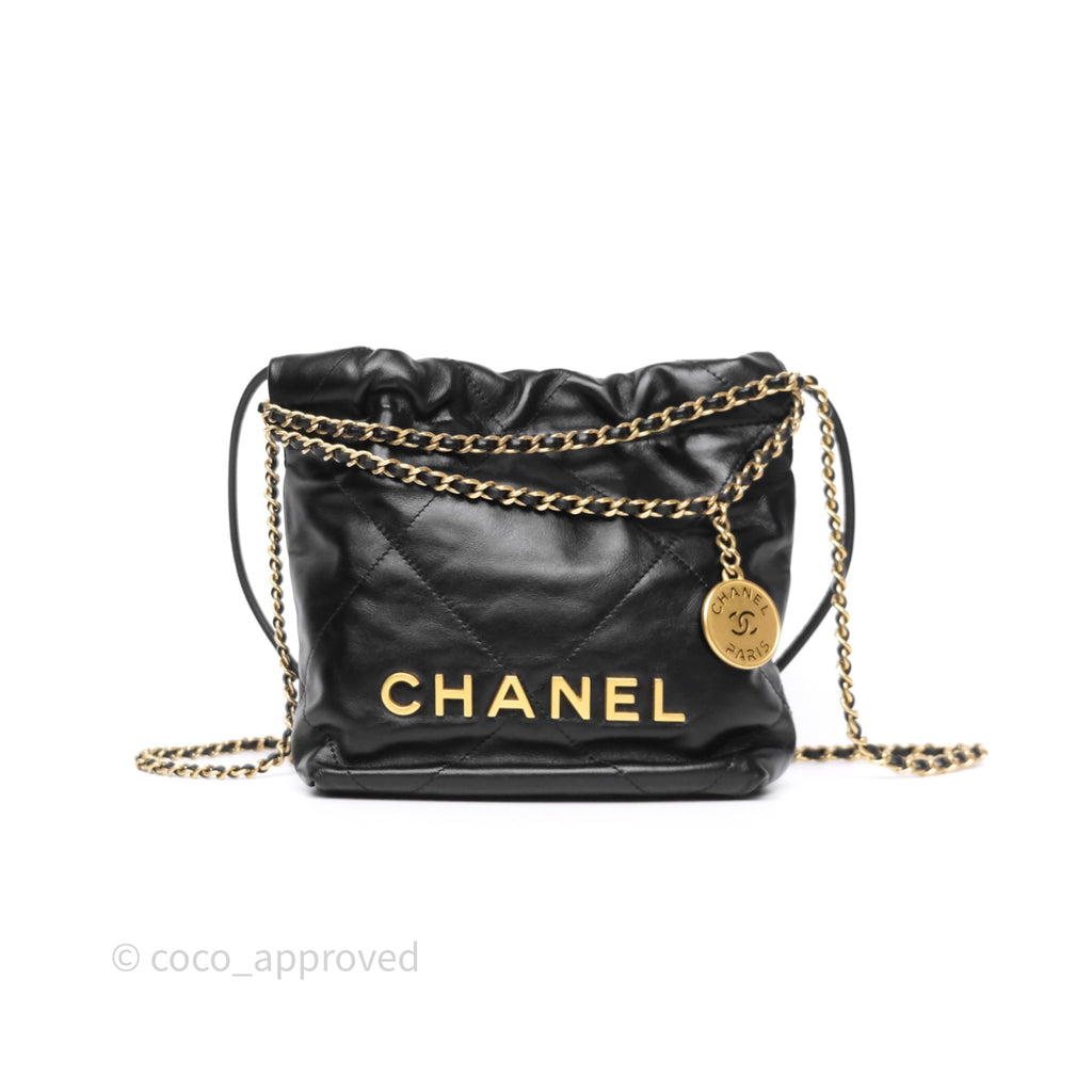 Chanel 22 Mini Bag Black Crumpled Calfskin