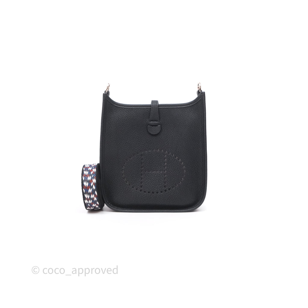 Hermès Mini Evelyne 16 Black Noir 89 Clemence Palladium Hardware