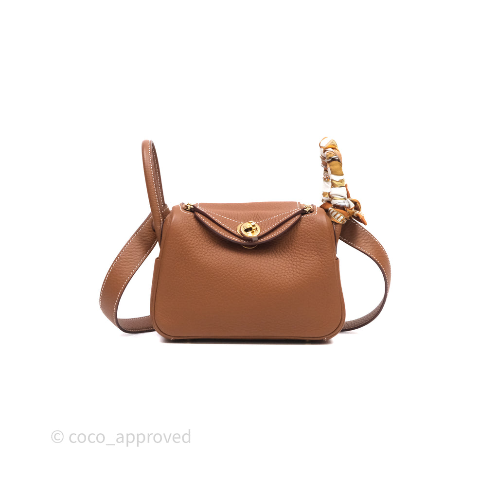 Hermès Mini Lindy 20 Gold Clemence Gold Hardware