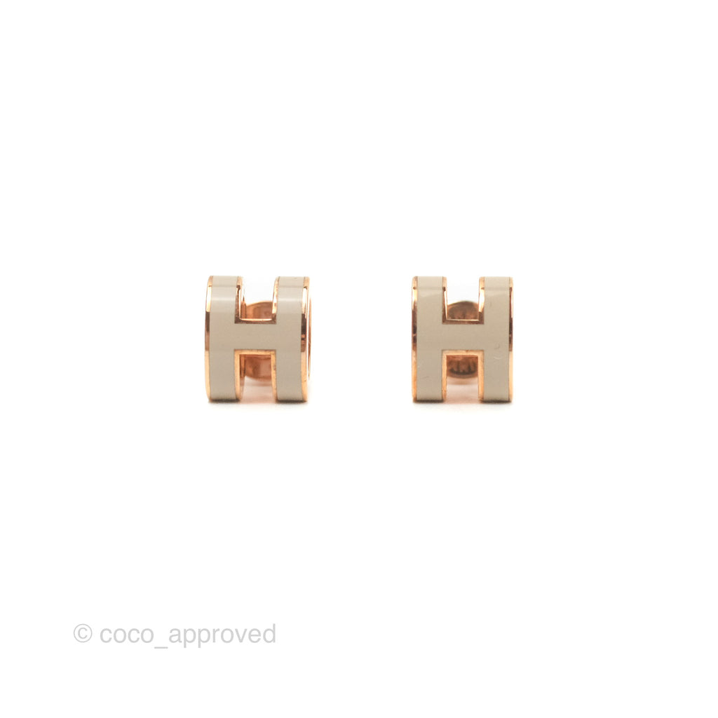 Hermès Mini Pop H Earrings Marron Glace Rose Gold