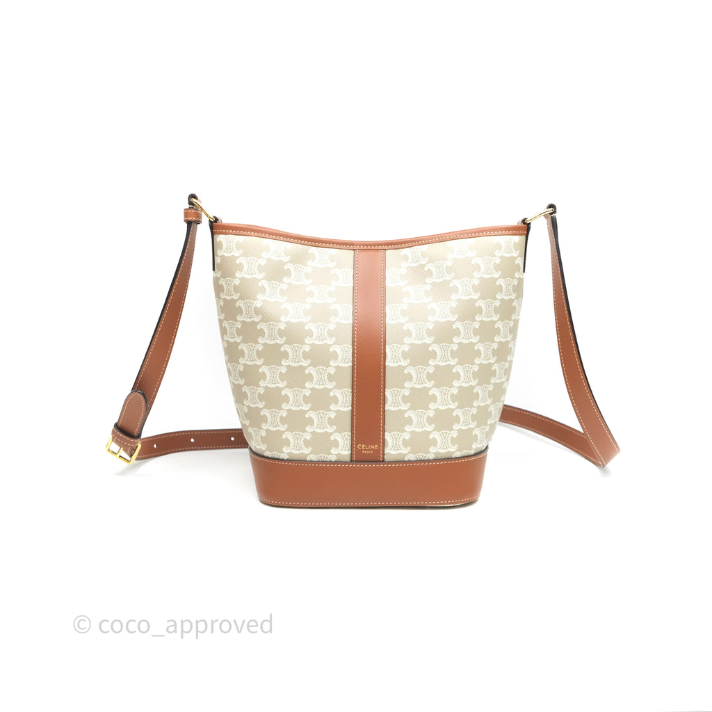 Celine Small Bucket Triomphe Canvas Grege Calfskin