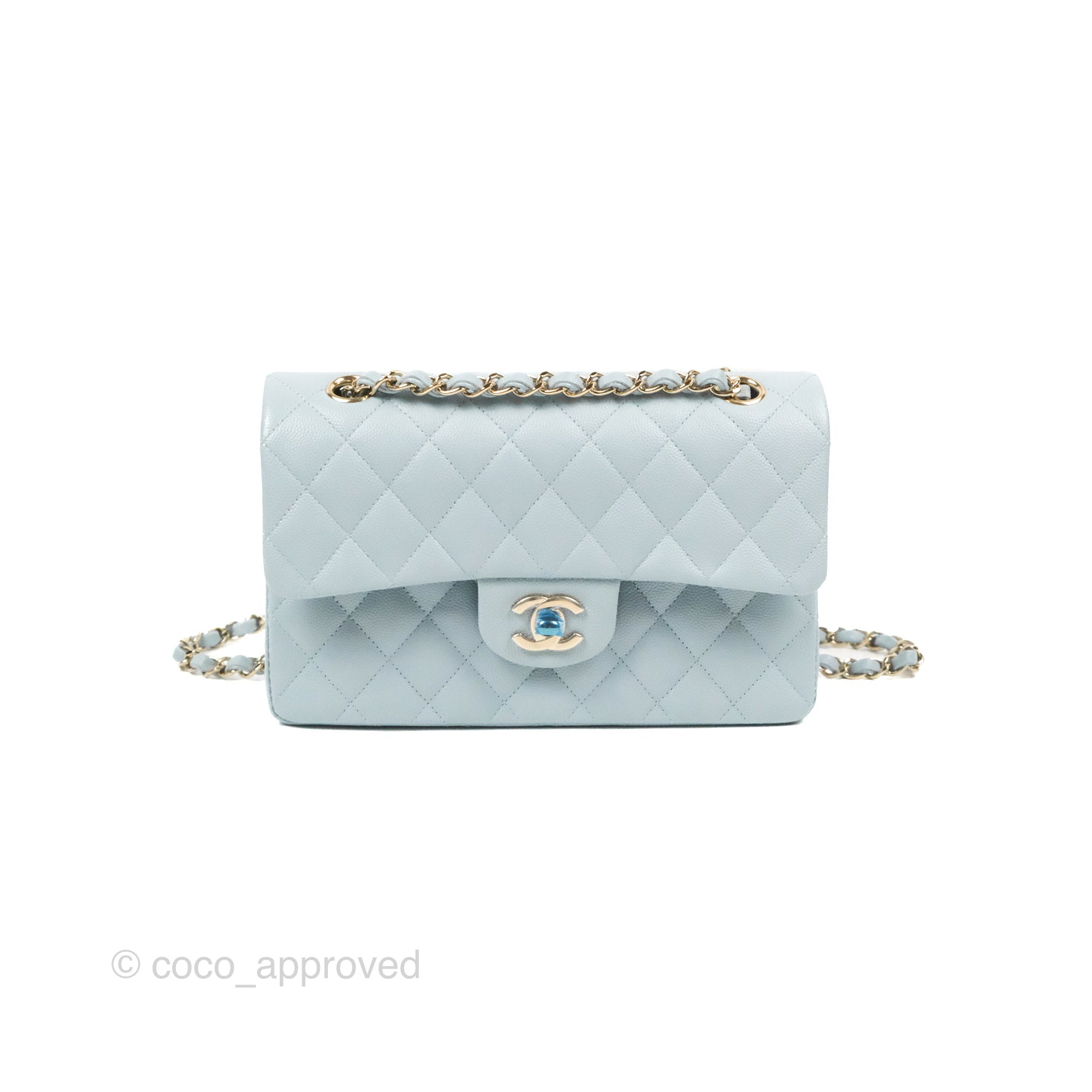 Chanel Mini Square Pearl Crush Quilted Blue Lambskin Aged Gold Hardwar – Coco  Approved Studio